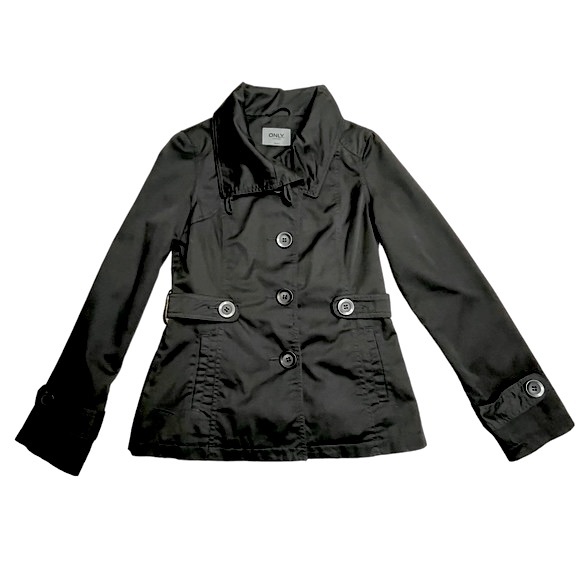 Only Jackets & Blazers - Only Limitless Black Gloria Twill Button up lined Jacket sz M